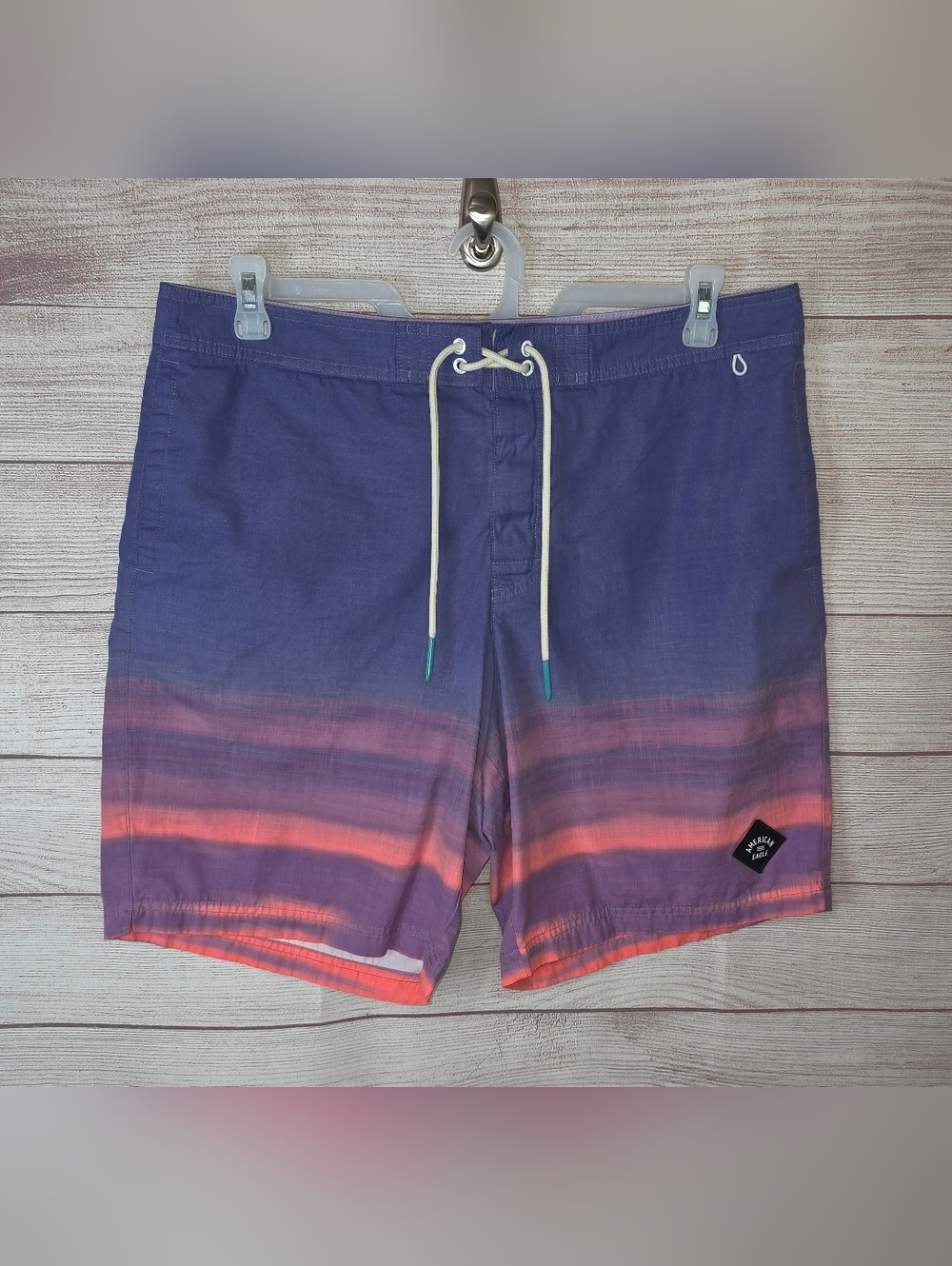 American Eagle Purple Ombre Stripe Men's Board Shorts Size Large